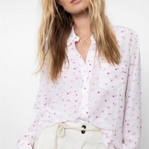 Rails -Women's White Star Print Silk Blouse